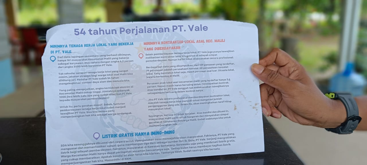 Pamflet Bertulisan 54 Tahun Perjalanan PT Vale Tersebar, Isinya Bikin Sesak
