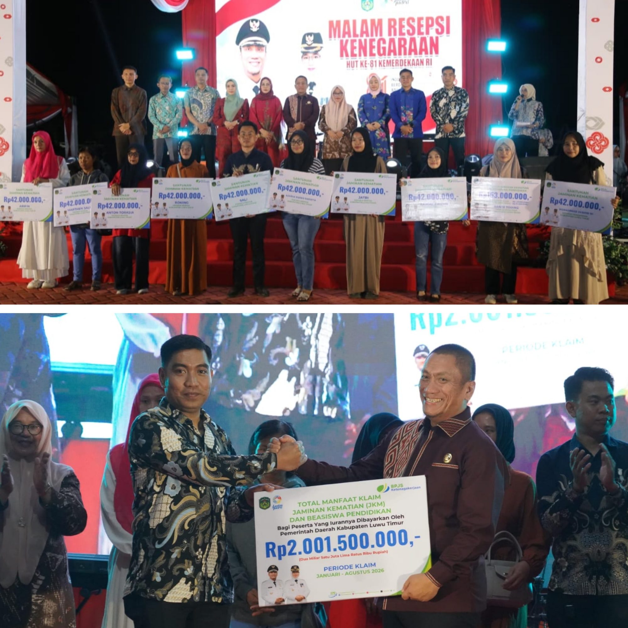 Malam Resepsi Kenegaraan Luwu Timur: 51 Ahli Waris Terima JKM dan Beasiswa
